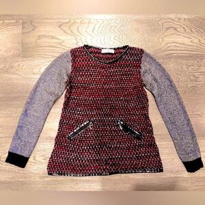 Knit Sweater with Faux Leather Trim